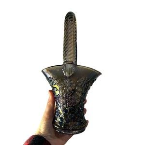 Carnival Glass Brides Basket Daisy Pattern by Imperial Glass Smoke Peacock Color